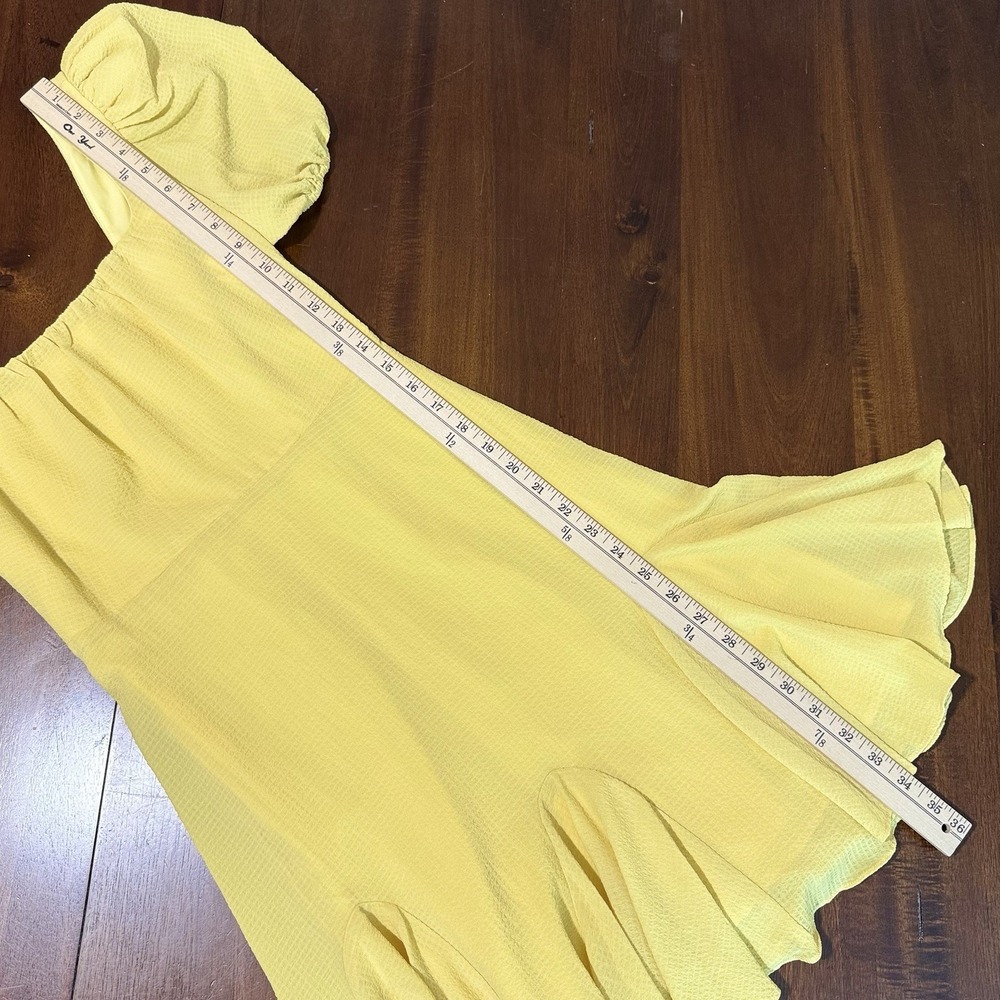 ASTR The Label Womens Dress S Butter Yellow Puff Sleeve Mini Fit Flare Coquette - Picture 9 of 9